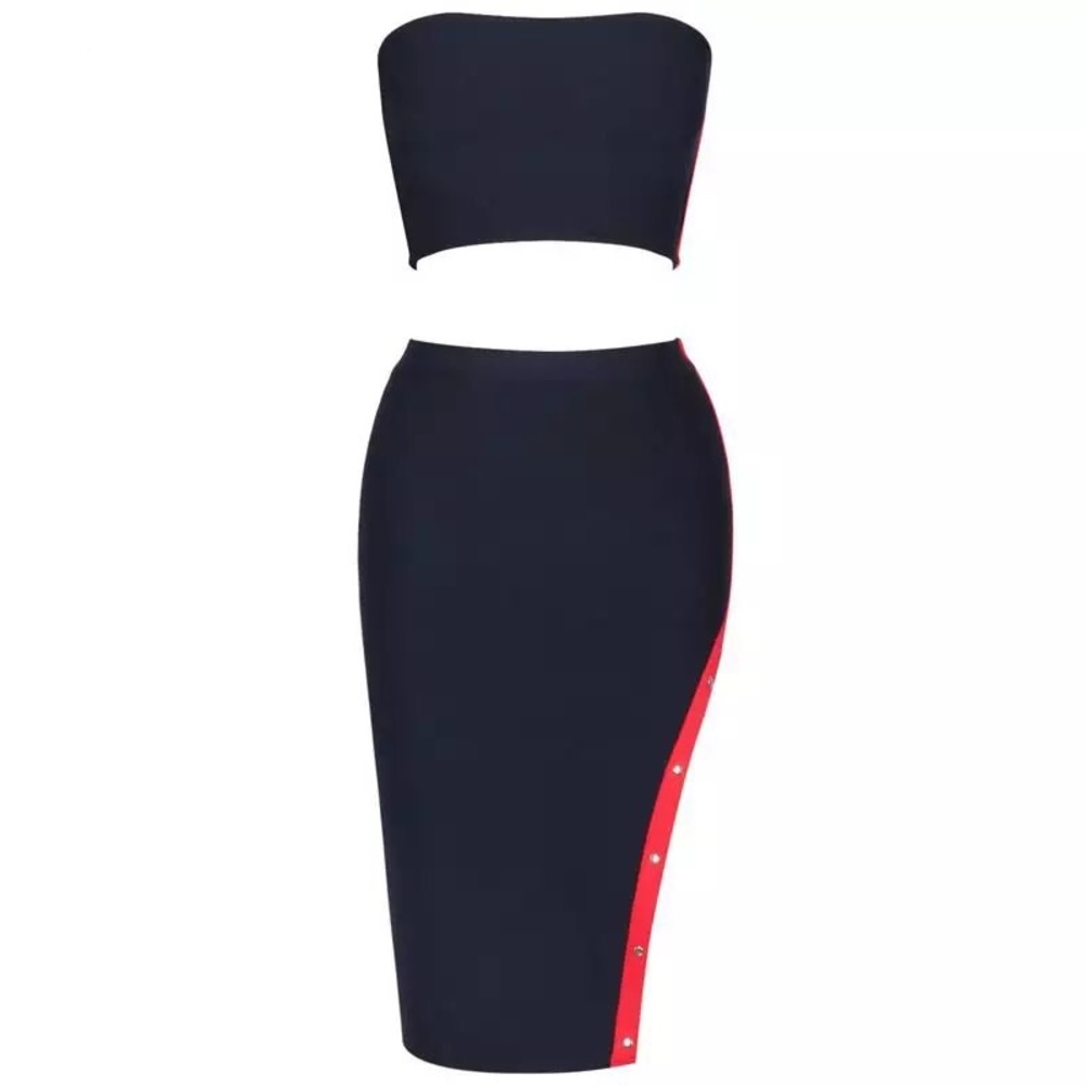 LAST ONE! Size: S Black & Red Bandage 2 Piece Set - Picture 2 of 6